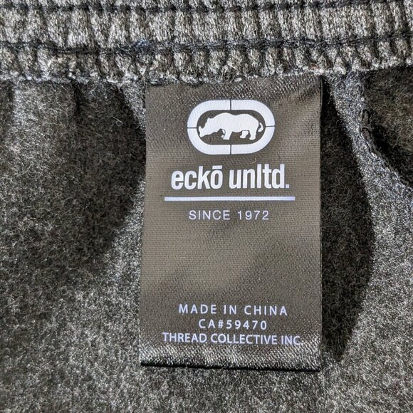 ECKO UNLTD FLEECE JOGGER PANTS MEN'S WITH POCKETS SIZE L GREY RHINO LOGO PRINT - Picture 6 of 12